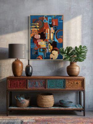 Blauw & Sienna (60 x 80 cm)